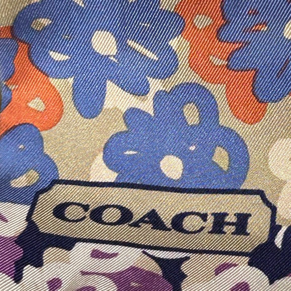 COACH Reversible Floral Patterned/Small C’s Scarf approximately 46” - Picture 6 of 6